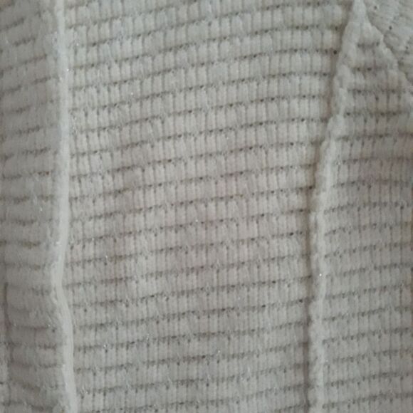 Anne Klein Sweater Blazer Women Small Off White Silver Metallic Zip - Picture 4 of 11